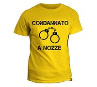 fashwork Tshirt Addio al Celibato Condannato a Nozze - Bachelor Party - Humor - Idea Regalo - in Cotone