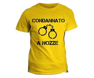 fashwork Tshirt Addio al Celibato Condannato a Nozze - Bachelor Party - Humor - Idea Regalo - in Cotone