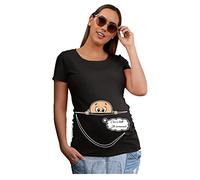 fashwork Tshirt Premaman Ciao a Tutti, STO arrivando - Bimbo Che esce dalla Zip - Idea Regalo