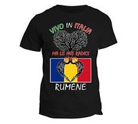 fashwork Tshirt Romania - Vivo in Italia ma Le Mie Radici Sono rumene - Idea Regalo Uomo
