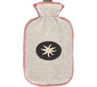 Fashy Borsa dell'acqua calda da 2,0 l, con rivestimento in pile, applicazione a stella alpina, cuciture decorative in rosso