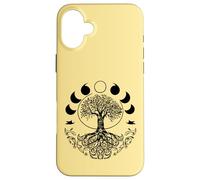 Fasi della Luna Retro 60's 70's Vibe Albero della Vita Grafica Custodia per iPhone 16 Plus