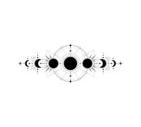 Fasi lunari, attività mistica della luna, fasi lunari, magia lunare, simboli astrologici Decorazioni murali in vinile 48x134.1cm Adesivi per vetrine Nero