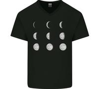 Fasi Lunari Luna Piena Eclisse Supermoon Uomo Scollo A V Cotone T-Shirt