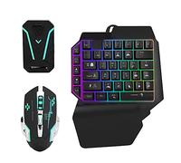 fasient1 Combinazione tastiera e mouse da gioco, tastiera RGB con una sola mano, convertitore tastiera e mouse, adattatore OTG e cavo dati di tipo C per Xbox 360/PS3//PS5