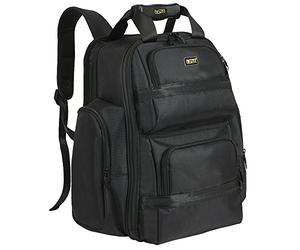 FASITE Zaino porta attrezzi, resistente, professionale, per appaltatori, elettricisti, idraulici, HVAC, grande patta frontale per computer portatili da 13"-17", nero, Nero, One Size, Zaino da viaggio