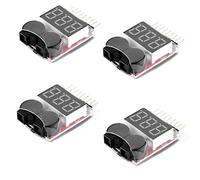Fasizi 4PCS RC Lipo Monitor di Allarme Tester Tester Checker Allarme Buzzer di Bassa Tensione con Indicatore LED per 1-8 S Lipo LiFe LiMn Li-ion Batteria
