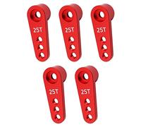 Fasizi 5Pcs Metal 25T Servo Horn M3 Threads Braccio dello sterzo Server Rocker compatibile per Savox Power HD HSP Servos Motor 1/8 1/10 RC Car - Red