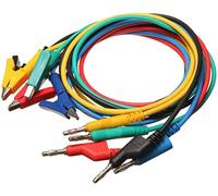 Fasizi 5Pcs Spina a Banana per Clip a Coccodrillo Cavo Puntali Elettronici Spina a Banana da 4 mm Cavo di Prova in Morbido Silicone di Sicurezza Cavo di Prolunga 14 AWG Multimetro Set di Cavi di Prova