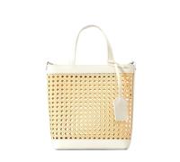 Fasksh 2024 Borse di paglia per le donne, borsa in rattan per le donne borsa a secchiello in paglia PU borsa estiva spiaggia borse vacanze, bianco, Taglia unica