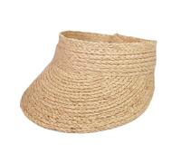 Fasksh Cappello da donna con visiera parasole arrotolabile UV da donna con visiera in rafia di paglia e visiera in paglia, Colore unico, Etichettalia unica