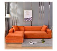 Fasksh Copridivani elastici in velluto blu turchese, copridivano angolare per chaise longue anti graffio gatto per soggiorno (Arancione, Taglia L (195-230cm))