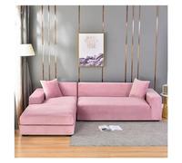 Fasksh Copridivano elasticizzato in velluto turchese, copertura angolare per divano, chaise longue lounge, antigraffio, per soggiorno, rosa, taglia M (145-185 cm)