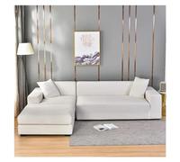 Fasksh Copridivano elasticizzato in velluto turchese, copertura angolare per divano, chaise longue lounge, antigraffio, per soggiorno (bianco, taglia L (195-230 cm)