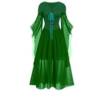 FASLOLSDP Abito Medievale da Donna, Costume Renaissance per Donne, Carnevale, Gotico, Maxivestito, Stile Tradizionale, Vintage, Abito Lungo, Tradizionale, Medioevale, Gotico, Abito Vintage, 7-verde, S