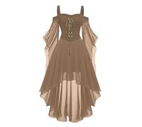 FASLOLSDP Abito Medievale da Donna, Costume Renaissance per Donne, Carnevale, Gotico, Maxivestito, Stile Tradizionale, Vintage, Abito Lungo, Tradizionale, Medioevale, Gotico, Abito Vintage, 8 kaki., S