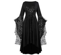 FASLOLSDP Abito Medievale da Donna, Costume Renaissance per Donne, Carnevale, Gotico, Maxivestito, Stile Tradizionale, Vintage, Abito Lungo, Tradizionale, Medioevale, Gotico, Abito Vintage, 4-grigio