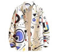 FASLOLSDP Camicia hawaiana da uomo a maniche corte, camicia hawaiana da uomo, casual, alla moda, vestibilità normale, con colletto alto, anas, palme, fiori, per il tempo libero, estate, motivo