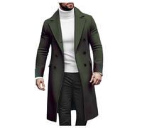 FASLOLSDP Cappotto invernale a doppio petto da uomo, lungo, caldo, foderato, colletto alto, per mezza stagione, business, viaggi, antivento, traspirante, impermeabile, slim silhouette, Blu marino, XL