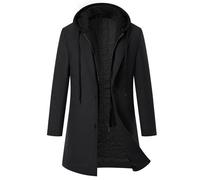 FASLOLSDP Cappotto lungo da uomo, doppio petto, foderato, con colletto alto, design per lavoro, ufficio e vento polare, vestibilità grande, traspirante, adatto all'uso quotidiano, protezione dal vento