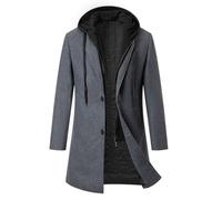 FASLOLSDP Cappotto lungo da uomo, doppio petto, foderato, con colletto alto, design per lavoro, ufficio e vento polare, vestibilità grande, traspirante, adatto all'uso quotidiano, protezione dal vento