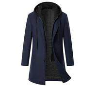 FASLOLSDP Cappotto lungo da uomo, doppio petto, foderato, con colletto alto, design per lavoro, ufficio e vento polare, vestibilità grande, traspirante, adatto all'uso quotidiano, protezione dal vento