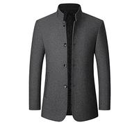 FASLOLSDP Cappotto lungo da uomo, doppio petto, foderato, traspirante, adatto all'uso quotidiano, protezione dal vento con colletto alto, design per lavoro, ufficio e vento polare, vestibilità