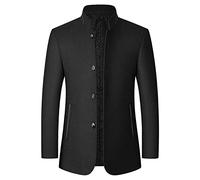 FASLOLSDP Cappotto lungo da uomo, doppio petto, foderato, traspirante, adatto all'uso quotidiano, protezione dal vento con colletto alto, design per lavoro, ufficio e vento polare, vestibilità
