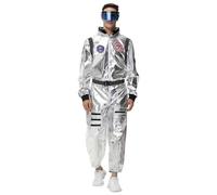 FASLOLSDP Costume da astronauta argentata, per adulti e donne, divise spaziali, spaziali, per Halloween, spaceman