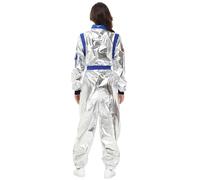 FASLOLSDP Costume da astronauta argentata, per adulti e donne, divise spaziali, spaziali, per Halloween, spaceman