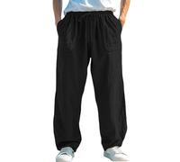 FASLOLSDP Pantaloni lunghi da uomo, in cotone, traspiranti, da allenamento, casual, sportivi, a vita alta, con coulisse, per il tempo libero, Nero , XXL