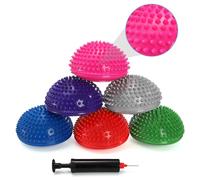 Fasmov Set di 6 Semisfera a Riccio Pedana Equilibrio Mezze Sfere di Yoga Palla Massaggio del Piede Mezzo Sfera Balance con Pompa per Esercizi Pilates Yoga Coordinazione