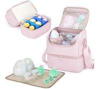 Fasrom Borsa per Tiralatte con Refrigeratore Compatibile con Elvie e Medela Pump, Borsa Porta Latte Materno Indossabile con Tracolla e Tappetino Impermeabile per Mamme Lavoratrici, Rosa (Solo Borsa)