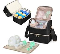 Fasrom Borsa per Tiralatte con Refrigeratore e Tracolla, Nero | Scomparto Termico, Compatibile con Elvie e Medela Pump, Borsa Porta Latte Materno Indossabile per Mamme Lavoratrici