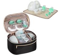 Fasrom Borsa portalatte indossabile compatibile con i tiralatte Elvie e Medela in stile, borsa per il trasporto del tiralatte con tappetino impermeabile per le mamme che lavorano in viaggio, Nero
