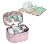 Fasrom Borsa portalatte indossabile compatibile con i tiralatte Elvie e Medela in stile, borsa per il trasporto del tiralatte con tappetino impermeabile per le mamme che lavorano in viaggio, Rosa