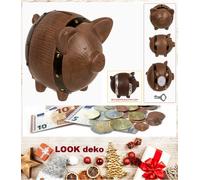 Dunkle-Schokoladen Sparschweine-Keramik-Fass-Schwein Look Misure 16x12, 5x13cm
