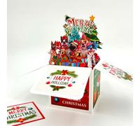 Fassory Biglietto di Natale pop-up con busta, motivo: cani, scatola 3D di buon Natale (cani di Natale)