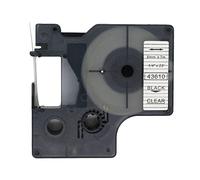 Fassport - Nastro per etichette per DYMO D1 43610, 6 mm, scritta nera su fondo trasparente Nero su trasparente.