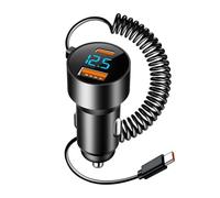 Fast Car Charger USB C, Multi-Port Type C Pd Qc 3.0 Car Adapter, Coiled Cable Auto Energy 100w Output, Rapid Charging Hub for Smartphones, Tablets, Laptops, Vehicle Use 2.55x1.06x1.78 pollici