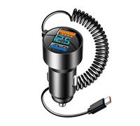 Fast Car Charger Usb C, Multi-Port Type C Pd Qc 3.0 Car Adapter, Coiled Cable Auto Energy 100w Output, Rapid Charging Hub for Smartphones, Tablets, Laptops, Vehicle Use 2.55x1.06x1.78 Inches