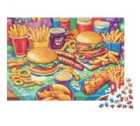 Fast Food Feast Spread Colourful Junk Food Overload 1000 Pcs Jigsaws for Adults The Impossible Challenge Fun Present 70x50cm/1000pcs