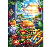 Fast Food Feast with Burgers And Fries Puzzle 1000 Pezzi Per Decorazione Murale Scenery Science Fiction Cartone Rigido Per Adulti Da Incorniciare Incastro Perfetto Per Soggiorno Con Poster Incluso 100