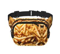 Fast Food Print Square Waist Purse Double Layer Fanny BagTrendy Viaggio Marsupio per uomini e donne, nero, Taglia unica