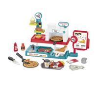 Fast food shop giocattolo con pizza, panini e accessori