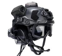 FAST SF High Cut Helmet with Tactical Headset Set, Thicken Airsoft Paintball Helmet for BBS CS Game Cosplay (A, SE)