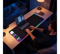 Fast Wireless Charging, Wireless Chargings Mouse Pad, 15W RGB Mouse Pad With Magnetic Wiireless Charger, Fast Charging Waterproof 31.5x11.81in Anti-slip Keyboard Mats For Game PC Mobile Phone Laptop