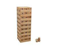 FAST WORLD SHOPPING - Gioco di Società Torre Traballante in Legno con 54 Mattoncini Numerati e Dadi da gioco, Giochi da Tavolo di Abilità e Concentrazione