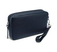 FAST WORLD SHOPPING Pochette da Polso Vera Pelle, Borsello da Uomo con Manico Removibile, Marsupio a Mano Made In Italy, Borsa con Maniglia Sotto Braccia Ufficio Viaggio Casual 22x12x5 cm (Blu)