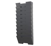 Fasthomegoods Supporto da parete grigio in acciaio verticale organizer rack 10 sezioni design modulare più ampio di formato lettera 33 pollici multiuso organizzare riviste ordinamento file e cartelle